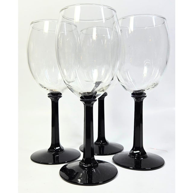 Gothic Black Pillar Stem Goblets- Set of Four For Sale - Image 9 of 10