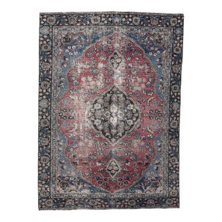 1970s Vintage Persian Handmade Wool Cotton Red Area Rug For Sale