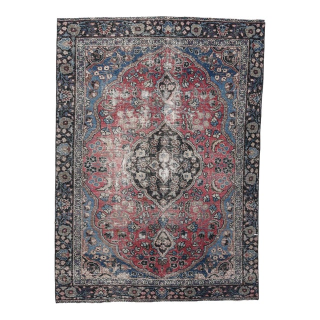 1970s Vintage Persian Handmade Wool Cotton Red Area Rug For Sale