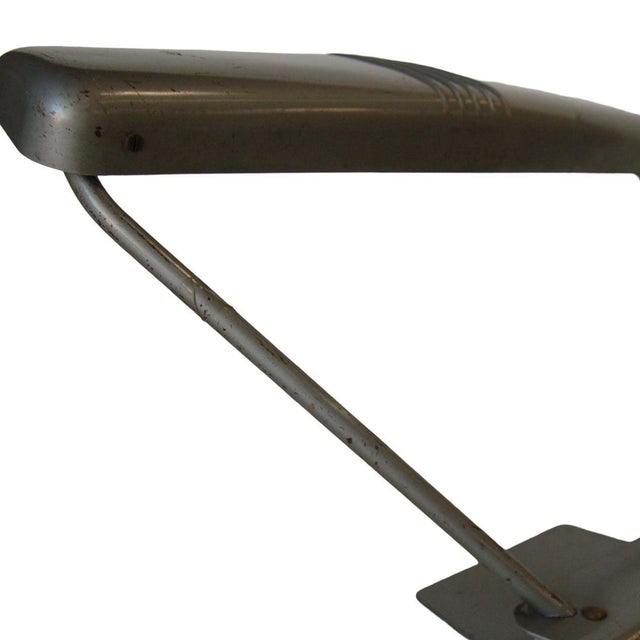 1950s Gunmetal Grey Machine Age Tanker Fluorescent Desk Lamp For Sale - Image 10 of 11