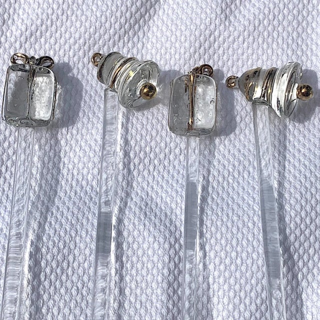 Mid 20th Century Vintage Murano Style Christmas Swizzle Sticks - Set of 4 For Sale - Image 5 of 6