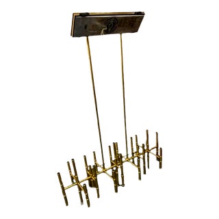 Jonathon Adler Meurice Rectangular Chandelier in Antique Brass Finish For Sale