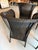 Set of 5 Lamberts Black Wicker Arm Chairs With Custom Perennials Seat Cushions For Sale - Image 11 of 14