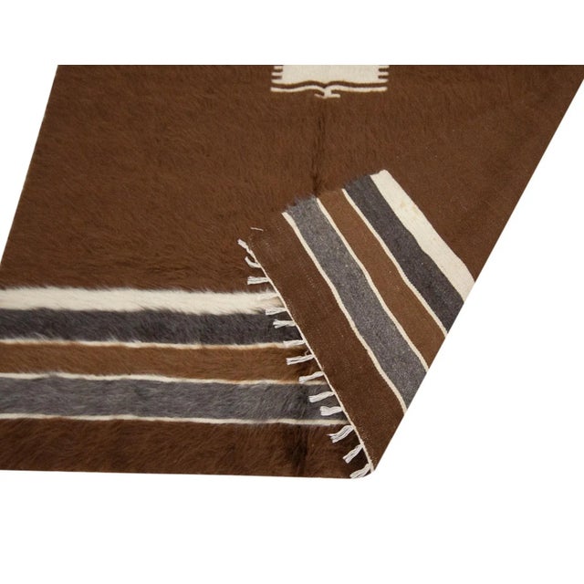 Mid 20th Century Brown Vintage Turkish Blanket Kilim Rug For Sale - Image 5 of 7