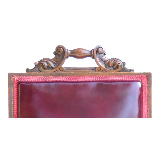English English Jacobean or Italian Renaissance Style Burgundy Accent Chair For Sale - Image 3 of 7