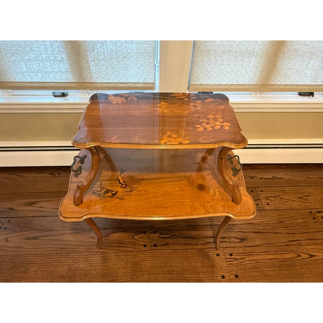 This is a gorgeous Émile Gallé Marquetry Two Tier Botanical Table. We purchased this beautiful table from a dealer at the...