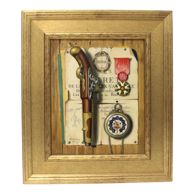 Trompe l'Oeil Oil Painting by Charles Cerny For Sale