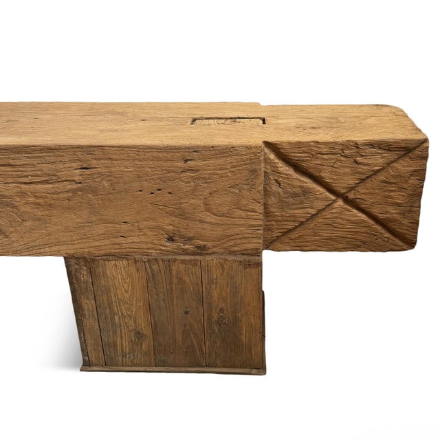 Rustic Old Rustic Teak Wood X Beam Bench For Sale - Image 3 of 9