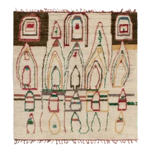 Rug & Kilim’s Moroccan Style Square Rug in Beige-Brown - 5'x5'