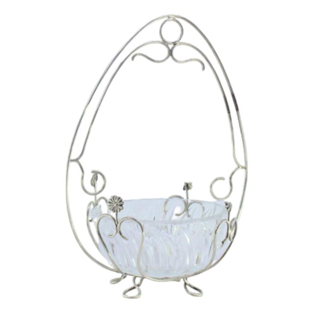 Silver and Cut Glass Candy Box with Round Feet For Sale