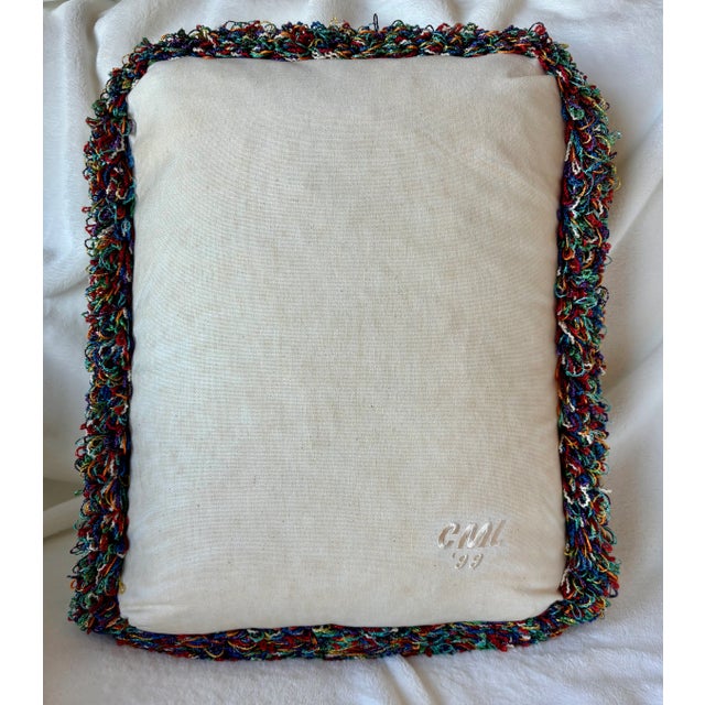 1999 Whimsical Handmade Folk Art Pillow For Sale - Image 10 of 15