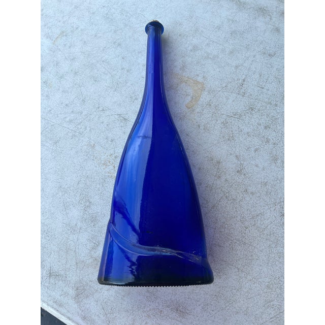Glass Vintage Cobalt Blue Art Glass Decanter For Sale - Image 7 of 7