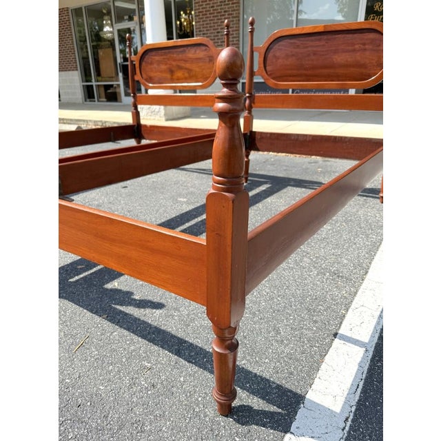 Pair of Vintage Mahogany Twin Bed Frames With Oval Panel Headboards For Sale - Image 9 of 15