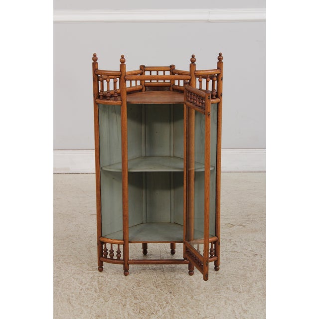 Antique Victorian Oak Stick & Ball Corner Hanging Cabinet For Sale - Image 4 of 12