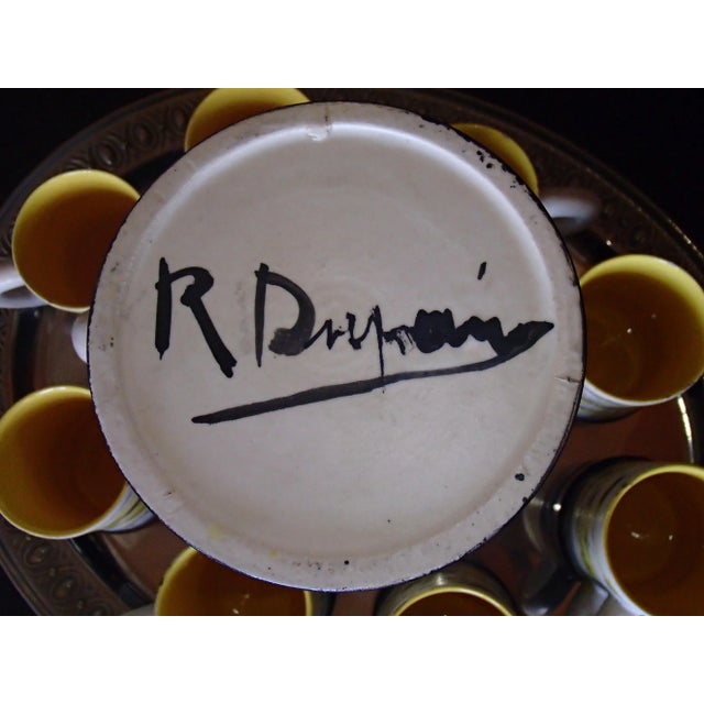 1950s Mid-Century Ceramic Jug with Cups by R.Dufranier, Set of 9 For Sale - Image 5 of 11