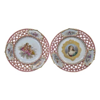 Vintage French Porcelain Reticulated Compote Servers - A Pair For Sale