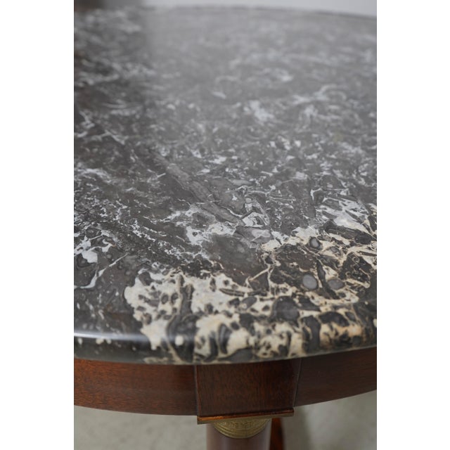 Brown French Empire Marble Top Mahogany Base Round Center Table For Sale - Image 8 of 12