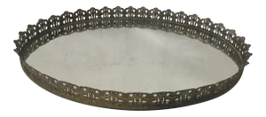 Mid Century Brass Finish Oval Vanity Tray
