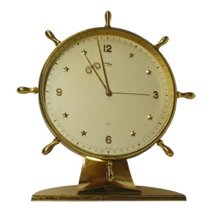 Mid-Century Gilt Brass Imhof Genève Alarm Clock With 8-Day Movement Retro Desk Clock Circa 1960s Made in Swiss