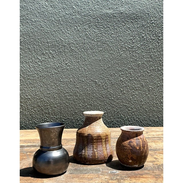 Vintage Original Studio a Pottery Trio of Small Vases For Sale - Image 11 of 12