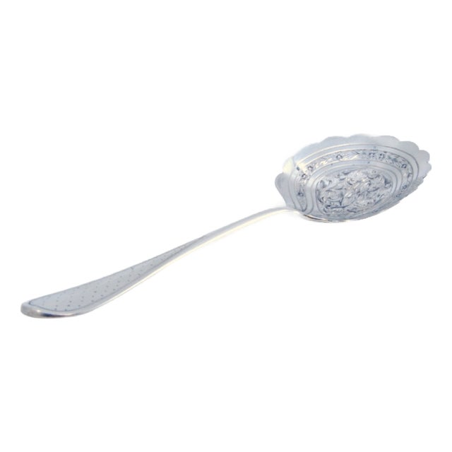 Silver Sauce Spoon with Floral Motifs For Sale