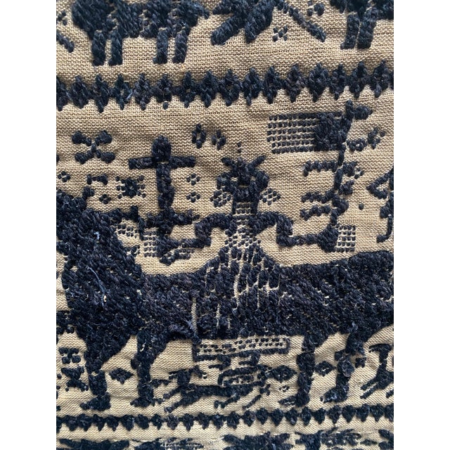 Tan Circa 1790 Handmade Folk Art Americana Horses Flags Altar Cloth Runner For Sale - Image 8 of 12