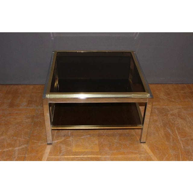 Gold Brass & Chrome Square Coffee Table, 1970s For Sale - Image 8 of 13