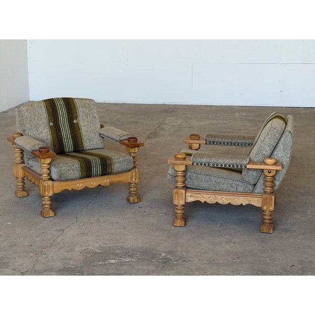 Brutalist Oak Lounge Chairs by Henning Kjærnulf, 1960s, Set of 2 For Sale - Image 4 of 17