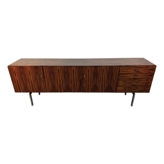 Vintage Mid-Century Modern Gabonese Ebony and Metal Sideboard For Sale