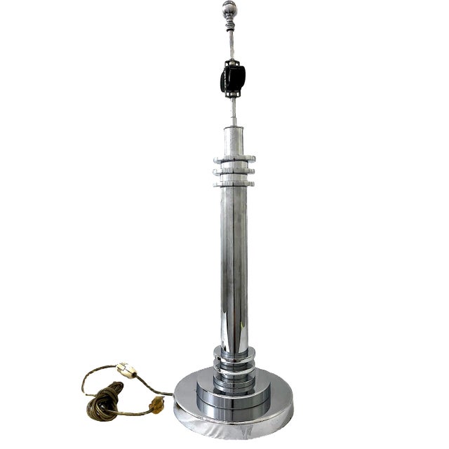 Early 20th Century Early 20th Century Art Deco Period “Machine Age” Chrome Plated Table Lamps - a Pair For Sale - Image 5 of 9