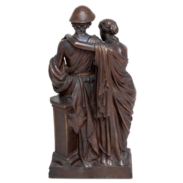 Figurative Eugene Aizelin "Daphnis & Chloe" Patinated Bronze For Sale - Image 3 of 6