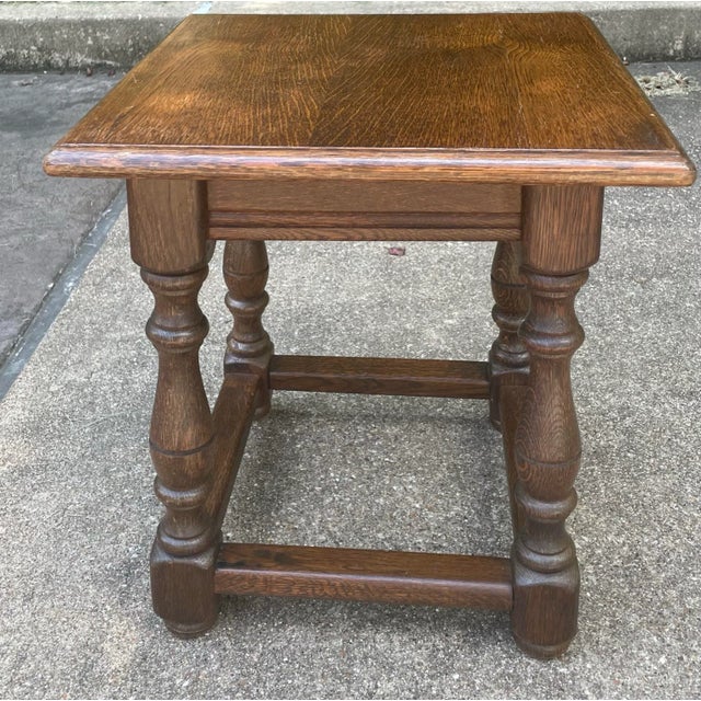Nice traditional English joint stool. Makes a great riser, plant stand or end table, too!