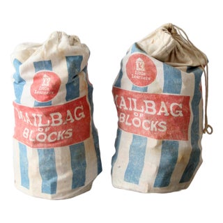 1970s Sears Little Learners Mailbag of Blocks Wooden Block Sets For Sale