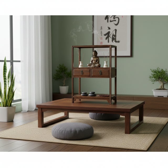 Chinese Brown Stain Wood Rectangular Small Curio Display Stand For Sale - Image 4 of 9