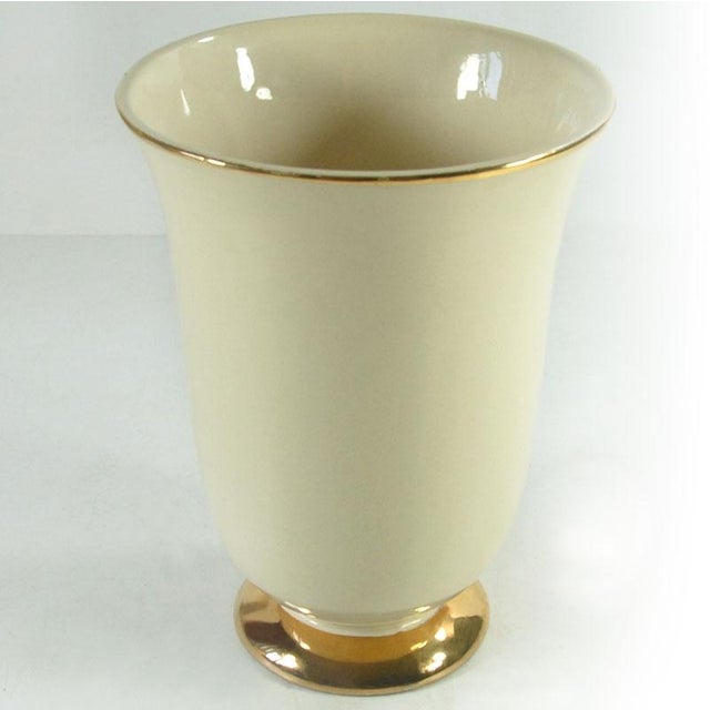A highly decorative Art Deco ceramic vase. Made of glazed and locally gilded ceramic. Made in Belgium in the 1930s....