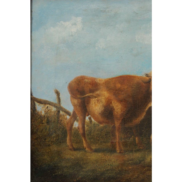 Antique European School Oil Painting, Cattle Grazing For Sale - Image 10 of 18