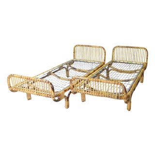 Daybeds in Bamboo and Rattan from Tito Agnoli, 1960s, Set of 2 For Sale