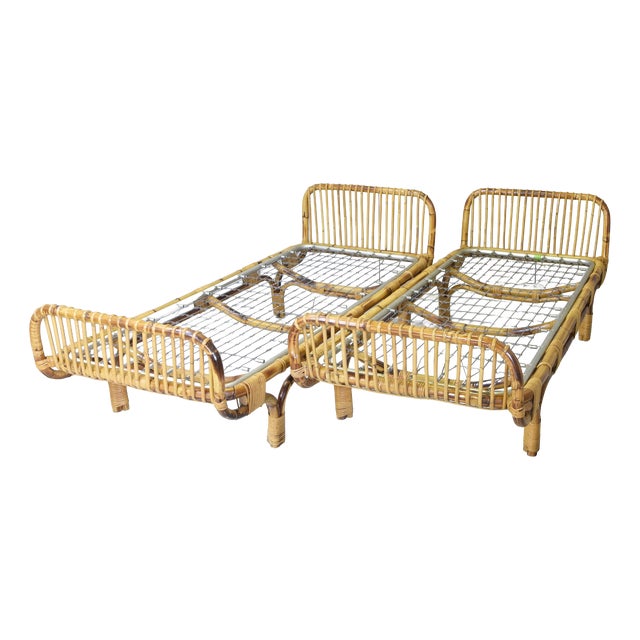 Daybeds in Bamboo and Rattan from Tito Agnoli, 1960s, Set of 2 For Sale