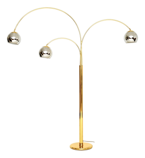 Vintage Italian Arc Floor Lamp in Brass and Chrome, 1970s