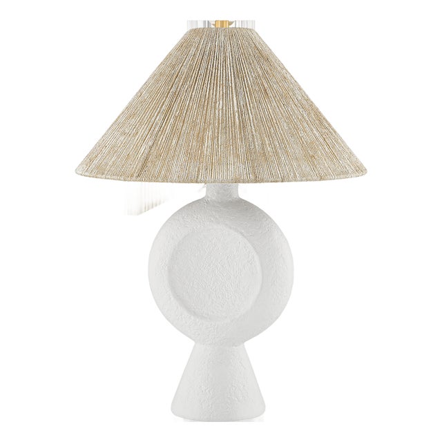 Mitzi Centella 18 in. 1 Light Table Lamp in Aged Brass and White Plaster Finish For Sale