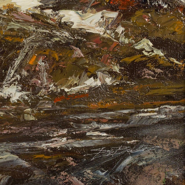 Early 21st Century Siren Song by Sparky LeBold | Oil on canvas Abstract seascape with rocky shoreline and waves. For Sale - Image 5 of 5