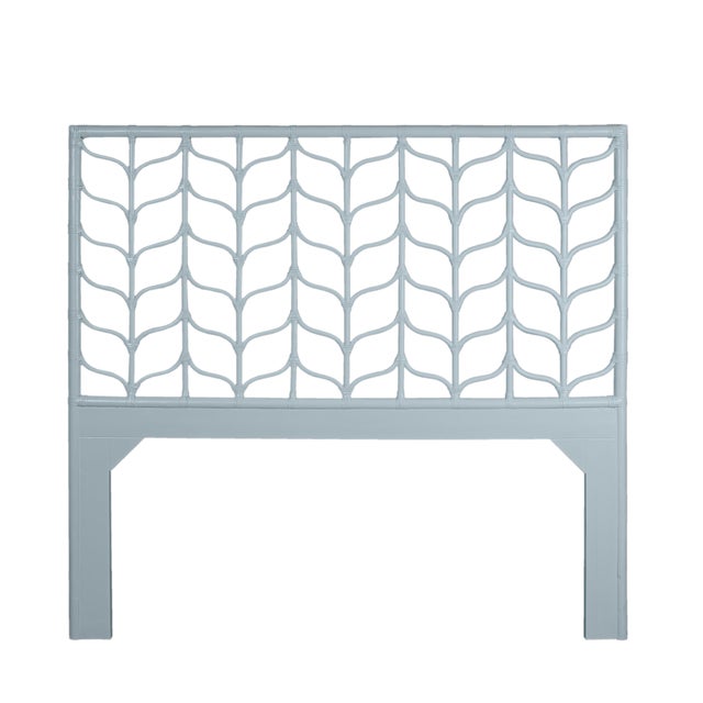 Coastal Ivy Platform Bed Queen, Light Blue For Sale - Image 3 of 7