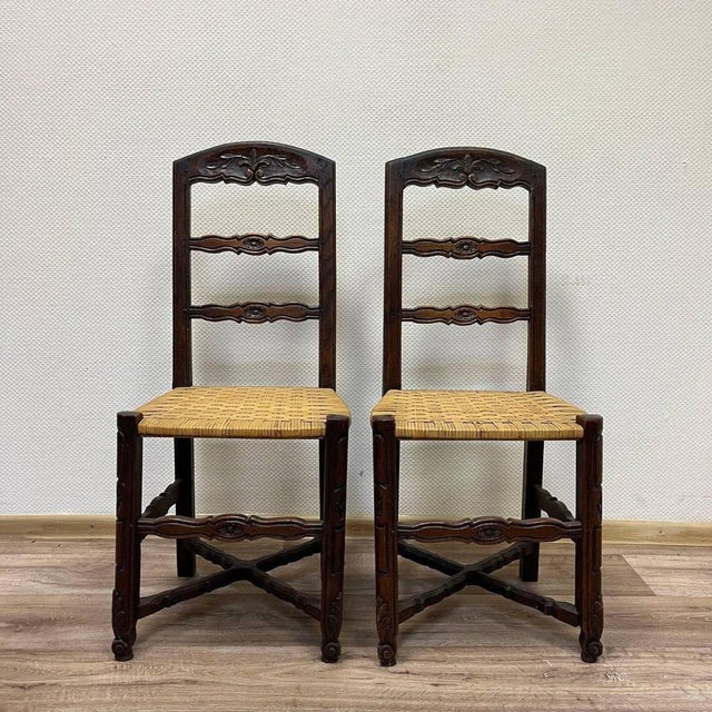 Dimensions: H: 94cm D: 37cm W: 40cm Seat height: 43cm These antique chairs are not the largest, but are particularly...