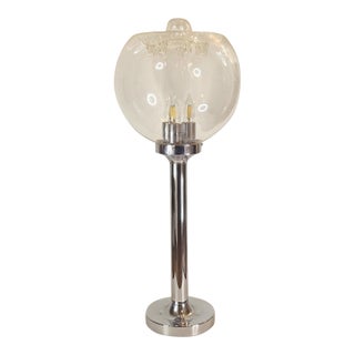 1970s Space Age Chrome Lamp With Murano Glass Shade For Sale