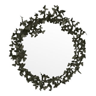Gold Rubbed Black Butterfly Mirror Wall Mirror For Sale
