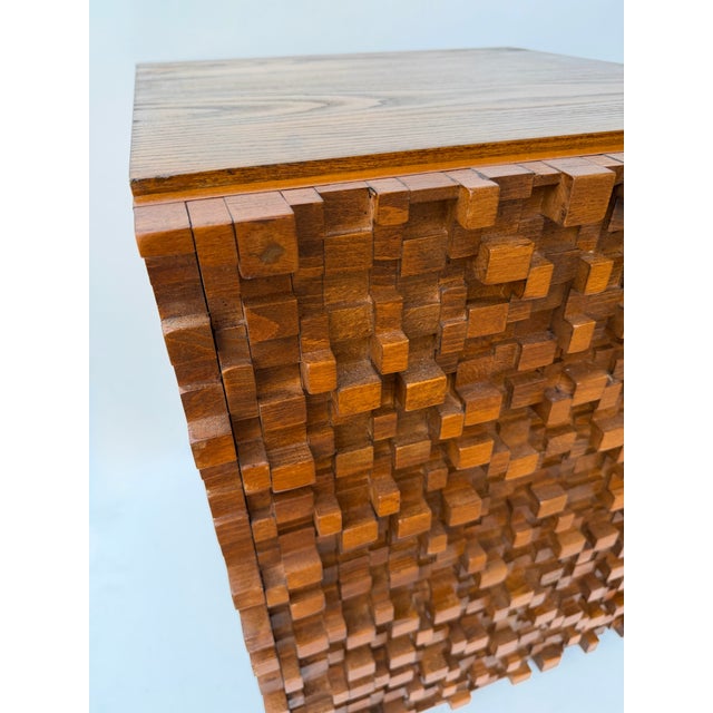 Contemporary Pair of Wood Marquetry Cube Bedside Tables. Italy For Sale - Image 17 of 17