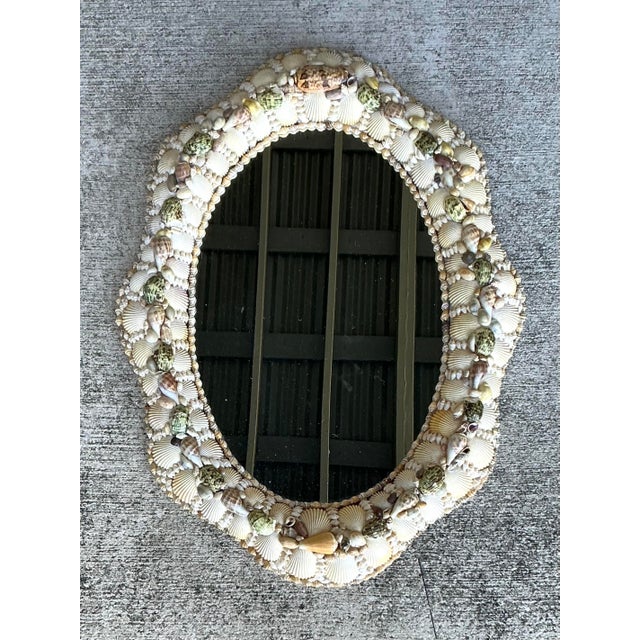 Vintage Boho Shell Encrusted Mirror For Sale - Image 4 of 11