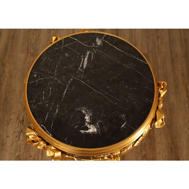 French Fine Quality Bronze And Marble Louis XVI Style Gueridon Table For Sale - Image 3 of 18