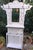 An unusual standing mirror from around 1900, made of oak, with rare decorative carvings depicting floral elements with...
