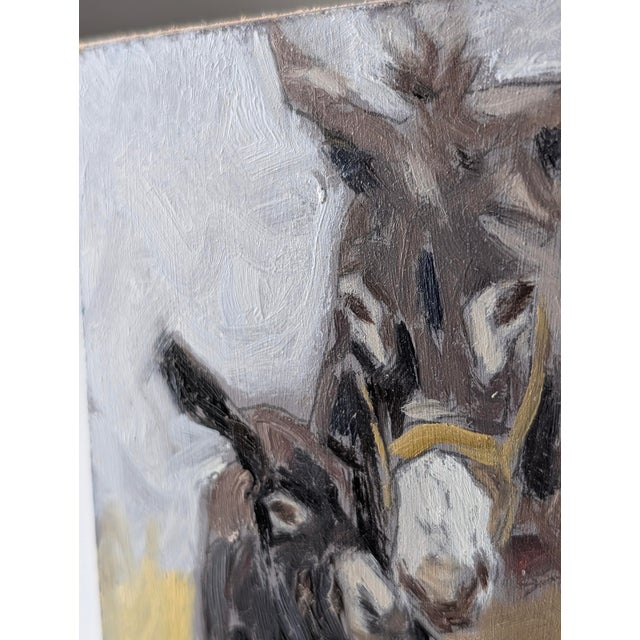 20th Century, Portrait of a Donkey in Maternity, 1980s, Oil Painting on Panel For Sale - Image 6 of 9